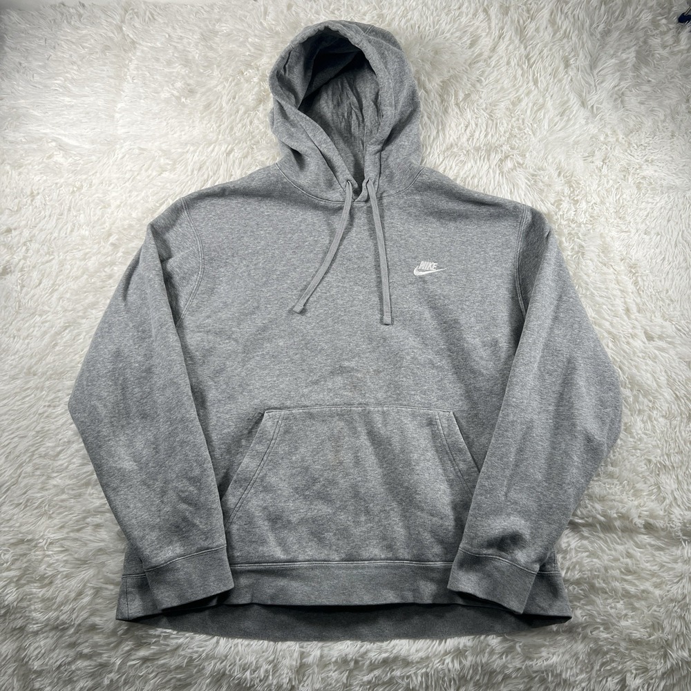 Nike Sweater Mens XL Gray 90s Streetwear Boxy Relaxed Hoodie Classic Swoosh Logo